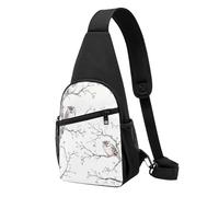 Sac de poitrine imprimé branches d'arbre hibou pour homme et femme, sac banane d'extérieur à bandoulière pour randonnée, sac de sport, Noir , Taille unique, Sac à dos décontracté