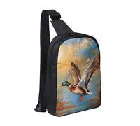 Sac de poitrine imprimé canard à l'huile pour homme et femme, sac à dos à bandoulière imperméable pour coureur, entraînement, randonnée, cyclisme, voyage, Noir , Taille unique, Sac à dos décontracté
