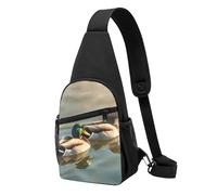 Sac de poitrine imprimé canard pour homme et femme, sac banane d'extérieur à bandoulière pour randonnée, sac de sport, Noir , Taille unique, Sac à dos décontracté