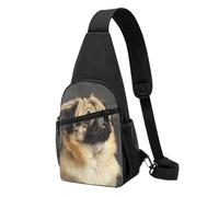 Sac de poitrine imprimé chien carlin mignon pour homme et femme, sac banane d'extérieur à bandoulière pour randonnée, sac de sport, Noir , Taille unique, Sac à dos décontracté
