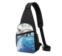 Sac de poitrine imprimé dauphin pour homme et femme, sac banane d'extérieur à bandoulière pour randonnée, sac de sport, Noir , Taille unique, Sac à dos décontracté