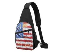 Sac de poitrine imprimé drapeau américain du 4 juillet pour homme et femme, sac banane d'extérieur à bandoulière pour randonnée, sac de sport, Noir , Taille unique, Sac à dos décontracté
