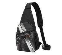 Sac de poitrine imprimé épée de samouraï japonaise pour homme et femme, sac banane d'extérieur à bandoulière pour randonnée, sac de sport, Noir , Taille unique, Sac à dos décontracté