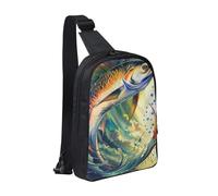 Sac de poitrine imprimé Fish Art pour homme et femme, sac à dos à bandoulière imperméable pour coureur, entraînement, randonnée, cyclisme, voyage, Noir , Taille unique, Sac à dos décontracté