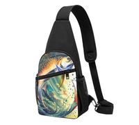 Sac de poitrine imprimé Fish Art pour homme et femme, sac banane d'extérieur à bandoulière pour randonnée, sac de sport, Noir , Taille unique, Sac à dos décontracté