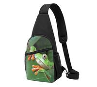 Sac de poitrine imprimé grenouille d'arbre pour homme et femme, sac banane d'extérieur à bandoulière pour randonnée, sac de sport, Noir , Taille unique, Sac à dos décontracté
