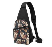 Sac de poitrine imprimé hiboux sur une branche d'arbre pour homme et femme, sac banane d'extérieur à bandoulière pour randonnée, sac de sport, Noir , Taille unique, Sac à dos décontracté