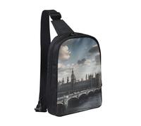 Sac de poitrine imprimé Londres pour homme et femme, sac à dos à bandoulière imperméable pour coureur, entraînement, randonnée, cyclisme, voyage, Noir , Taille unique, Sac à dos décontracté