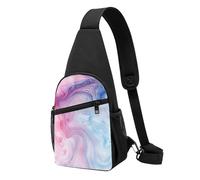 Sac de poitrine imprimé marbre coloré pour homme et femme, sac banane d'extérieur à bandoulière pour randonnée, sac de sport, Noir , Taille unique, Sac à dos décontracté