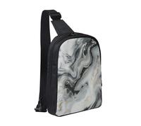 Sac de poitrine imprimé marbre oriental pour homme et femme, sac à dos à bandoulière imperméable pour coureur, entraînement, randonnée, cyclisme, voyage, Noir , Taille unique, Sac à dos décontracté