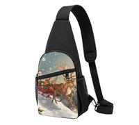 Sac de poitrine imprimé Merry Christmas 2 pour homme et femme, sac banane d'extérieur à bandoulière pour randonnée, sac de sport, Noir , Taille unique, Sac à dos décontracté