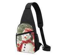 Sac de poitrine imprimé Merry Christmas avec bonhomme de neige joyeux pour homme et femme, sac banane d'extérieur à bandoulière pour randonnée, sac de sport, Noir , Taille unique, Sac à dos
