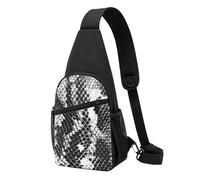 Sac de poitrine imprimé peau de serpent noir et blanc pour homme et femme, sac banane d'extérieur à bandoulière pour randonnée, sac de sport, Noir , Taille unique, Sac à dos décontracté