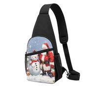 Sac de poitrine imprimé Père Noël et bonhomme de neige pour homme et femme, sac banane d'extérieur à bandoulière pour randonnée, sac de sport, Noir , Taille unique, Sac à dos décontracté