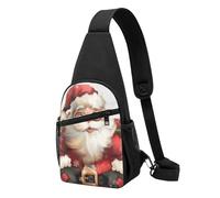 Sac de poitrine imprimé Père Noël mignon pour homme et femme, sac banane d'extérieur à bandoulière pour randonnée, sac de sport, Noir , Taille unique, Sac à dos décontracté