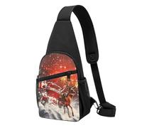 Sac de poitrine imprimé Père Noël pour homme et femme, sac banane d'extérieur à bandoulière pour randonnée, sac de sport, Noir , Taille unique, Sac à dos décontracté