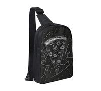 Sac de poitrine imprimé Pizza Constellation pour homme et femme, sac à dos à bandoulière imperméable pour coureur, entraînement, randonnée, cyclisme, voyage, Noir , Taille unique, Sac à dos