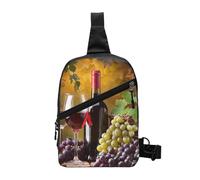 Sac de poitrine imprimé poule avec papillons volants parmi les fleurs - Sac à bandoulière pour homme et femme - Pliable - Pour l'extérieur - Sac de sport, Bouteilles de vin et boissons, One Size, Sac