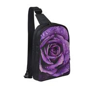 Sac de poitrine imprimé rose violette pour homme et femme, sac à dos à bandoulière imperméable pour coureur, entraînement, randonnée, cyclisme, voyage, Noir , Taille unique, Sac à dos décontracté