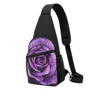 Sac de poitrine imprimé rose violette pour homme et femme, sac banane d'extérieur à bandoulière pour randonnée, sac de sport, Noir , Taille unique, Sac à dos décontracté