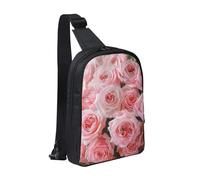 Sac de poitrine imprimé roses fraîches pour homme et femme, sac à dos à bandoulière imperméable pour coureur, entraînement, randonnée, cyclisme, voyage, Noir , Taille unique, Sac à dos décontracté