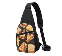 Sac de poitrine imprimé sandwich au fromage pour homme et femme, sac banane d'extérieur à bandoulière pour randonnée, sac de sport, Noir , Taille unique, Sac à dos décontracté