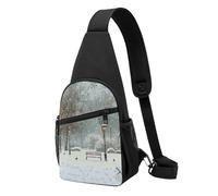 Sac de poitrine imprimé Snow Falling in The Park pour homme et femme, sac banane d'extérieur à bandoulière pour randonnée, sac de sport, Noir , Taille unique, Sac à dos décontracté