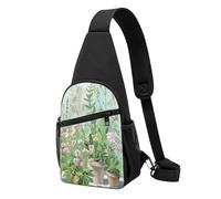 Sac de poitrine imprimé Springtime Herb Garden pour homme et femme, sac banane d'extérieur à bandoulière pour randonnée, sac de sport, Noir , Taille unique, Sac à dos décontracté