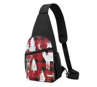 Sac de poitrine imprimé vache cerf arbre de Noël pour homme femme sac banane extérieur sac banane sac de randonnée sac de sport, Noir , Taille unique, Sac à dos décontracté