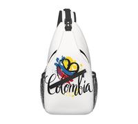 Sac De Poitrine J'aime La Colombie, Les Couleurs du Drapeau National, Le Cœur Bandoulière Sac Casual Léger Et Étanche Sacs De Poitrine, pour Escalade, Voyage, Office, Sports