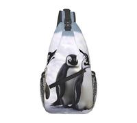 Sac De Poitrine Jeunes Pingouins Avec De La Neige Sac À Dos D'Extérieur Loisir Léger Et Étanche Sacoche Porte Epaule, Pour Voyage, Randonnée, Excursion