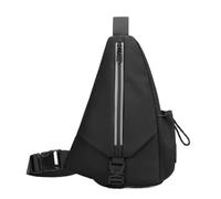 Sac de Poitrine léger à Bande réfléchissante for Homme, Sac de Sport à bandoulière avec Poche Avant zippée(Black)