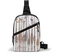 Sac de poitrine mignon girafe coon animal girafe famille debout dans une rangée drôle scène d'humour, sacs à bandoulière polyvalent sac à dos à bandoulière étanche voyage randonnée mode paquet de poit