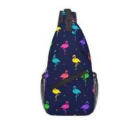 Sac De Poitrine Motif De Flamant Rose Coloré Petit Sac À Bandoulière avec Bretelles Réglables Casual Sling Bag, pour Camping, Escalade, Voyage