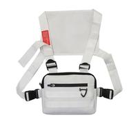 Sac de poitrine multifonctionnel avec poche avant pour entraînement, cyclisme, gilet de poche, épaules réglables, blanc, Beauté de masse