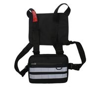 Sac de poitrine multifonctionnel pour course à pied, gilet réglable, poche d'ami, poche d'épaules, sac avant réglable, Black Reflective (noir), One Size