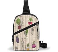 Sac de Poitrine Nature Aubergine Carotte Betterave Piment Poireau Fenouil Navet Oignon,Sacs à Bandoulière Multifonctionnel Bandoulière Sac à Dos Imperméable Voyage Randonnée Mode Poitrine Paquet pour
