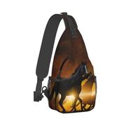 Sac de poitrine noir avec motif nuages rouges, sangles légères, robuste et durable, convient à la plupart des gens, Noir , Taille unique