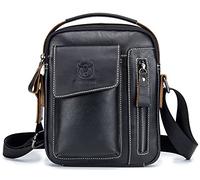 Sac de Poitrine Noir, Sac en Bandoulière en Cuir Vntage D'affaire Poche pour Voyage Randonnée Sport Travail ou vie scolaire loisirs ou sac polyvalent Noir noir Taille unique