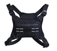 Sac de Poitrine pour Course - 1 Sac réfléchissant réglable, Gilet de Rangement léger et Respirant | Pack pour Cyclisme, Escalade en Montagne, Jogging, randonnée, Femme, Noir, Voir la