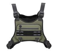 Sac de poitrine pour course à pied, plates-formes de gilet multifonctionnelles réglables, sacs croisés, équipement personnel pour faire du vélo, de l'exercice, de la marche, Vert foncé, Voir la