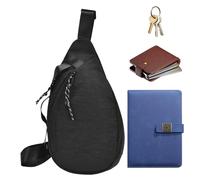 Sac de poitrine pour homme, barre de grande capacité avec sangles réglables, sac banane de course, support de téléphone tendance pour voyager, Noir , Voir description
