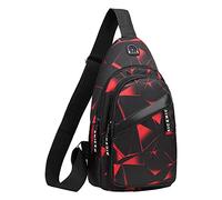 Sac de poitrine pour homme, version coréenne, sac à bandoulière, motif camouflage, sac à bandoulière en tissu, sac de loisirs, petit sac à dos pour homme, sac à bandoulière, Rouge, Taille unique