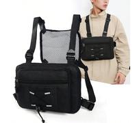 Sac de poitrine pour l'extérieur, sac de gilet, sac de harnais de poitrine, sac de gilet léger, pack de gilet décontracté avec sangle réglable, grande capacité surdimensionné pour les voyages, les vac