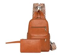 Sac de poitrine PU et léger pour femme PU Sacs à bandoulière Voyager Voyageur Élégant, Marron jaunâtre, Mass Beauty