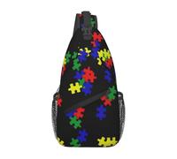 Sac De Poitrine Puzzle Arc-en-Ciel Sensibilisation À l'Autisme Petit Sac À Dos Casual Loisir Sacs Poitrine, pour Sports, Cyclisme, Office, Excursion