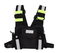 Sac de Poitrine Radio, Harnais de Poitrine Radio Réfléchissant Vert, Pochette Avant, étui de Gilet, pour Talkie-walkie, Support de Harnais de Poitrine Radio