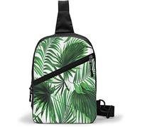 Sac de Poitrine Réaliste Feuilles Vives de Palmier Croissance Écologie Botanique Imprimé sur le Thème, Sacs à Bandoulière Multifonctionnel Bandoulière Sac à Dos Imperméable Voyage Randonnée Mode Poitr