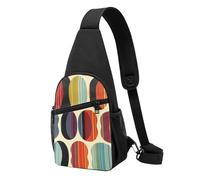 Sac de poitrine rétro moderne du milieu du siècle avec imprimé en forme de goutte pour homme et femme, sac banane d'extérieur à bandoulière pour randonnée, sac de sport, Noir , Taille unique, Sac à