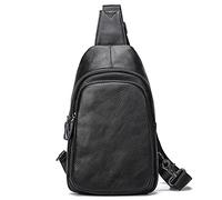 Sac de Poitrine Sac à Bandoulière Homme, Sac à poitrine pour hommes Sac à bandoulière en cuir véritable sac à bandoulière à poils anti-vols Pack de poitrine polyvalent pour le vélo Porté Epaule Sac de